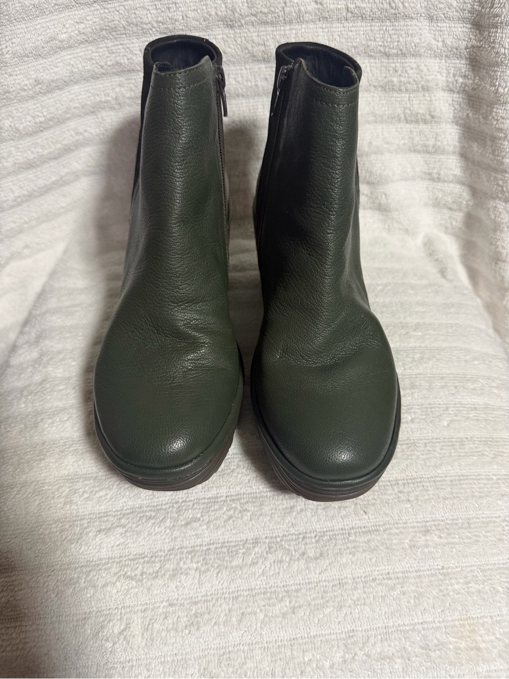 Fly London Women Leather Ankle Boots Olive Green Size 41 US 10